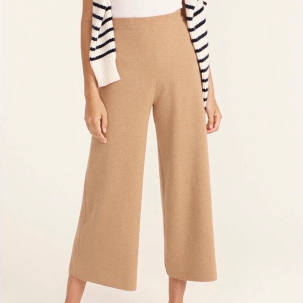 J Crew New Knit Wide Leg Pant Beige Size L.